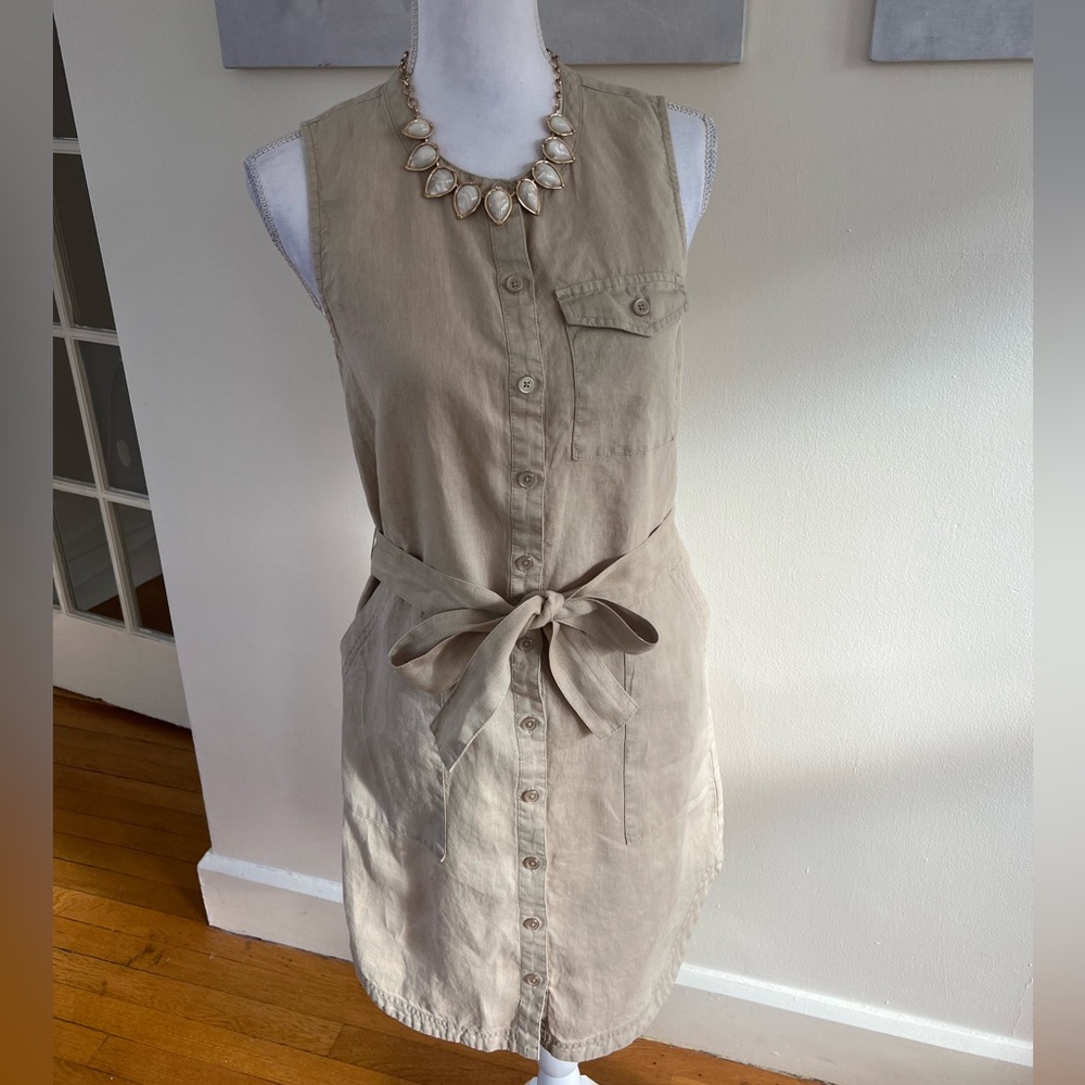 Michael Stars Button-Down Brady Dress in Natural Beige Size Small - Picture 3 of 13